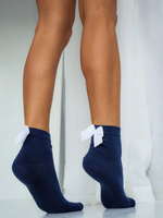 Damensocken mit Ripsbandschleife, Farbe Schwarz, Größe 37-41