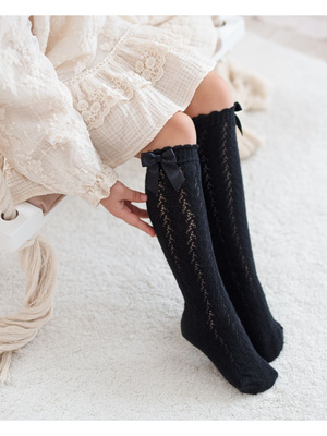 Podkolanówki dziecięce ażurowe z kokardą Milena