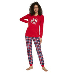 Świąteczna Piżama damska czerwona spodnie w kratkę 671/279 Cornette