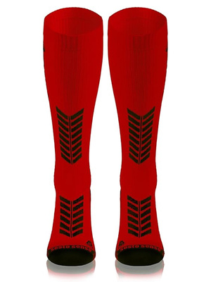 Sesto Senso Kompressions-Kniestrümpfe – Sportliche Laufsocken, Atmungsaktiv, Poliamid-Elastan, Schnelltrocknend, Flachnähte, Unisex, Rot – Optimal für Sport und Regeneration