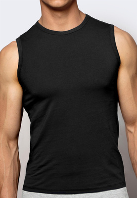 Atlantic Herren Unterhemd – Bequemes Tanktop aus 95% Baumwolle, 5% Elastan, Klassische Basic Kollektion, Ohne Muster, Schwarz, Breite Träger, Ideal für Alltag und Freizeit
