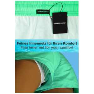 Sesto Senso Herren Badeshorts SZ2406 – Schnelltrocknend, Mit Taschen, Elastischer Bund, 100% Polyester, Ideal für Strand und Pool, Farbe: Mintgrün/Grün, Frühling/Sommer Kollektion