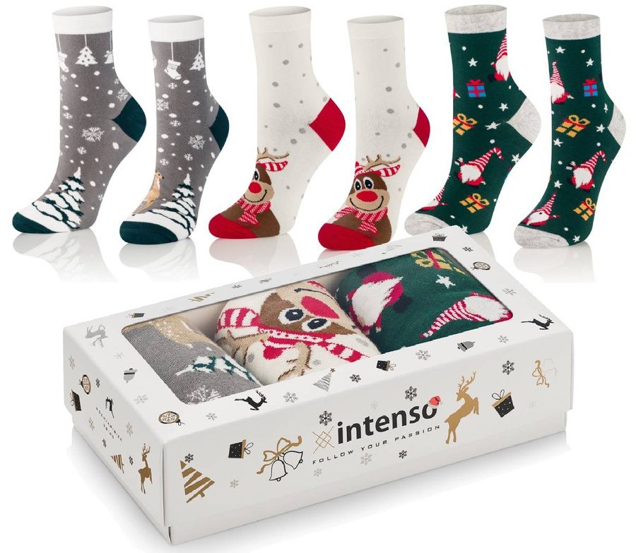 Pudełko ŚWIĄTECZNYCH Kolorowych skarpet na prezent