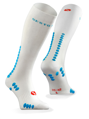 Sesto Senso Herren Kompressions-Kniestrümpfe SKB12 – Sportliche Poliamid Socken, Feuchtigkeitsableitend, Langlebig, Für Läufer und Sportler, Weiß, Nicht einengend