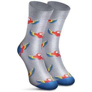 Socken Funny Papagei bunt, grau