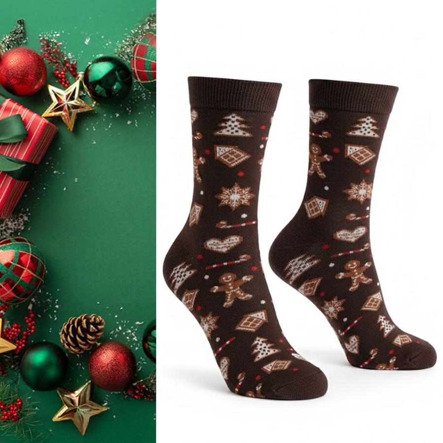 Șosete Femei Seria de Crăciun Cenușiu Închis