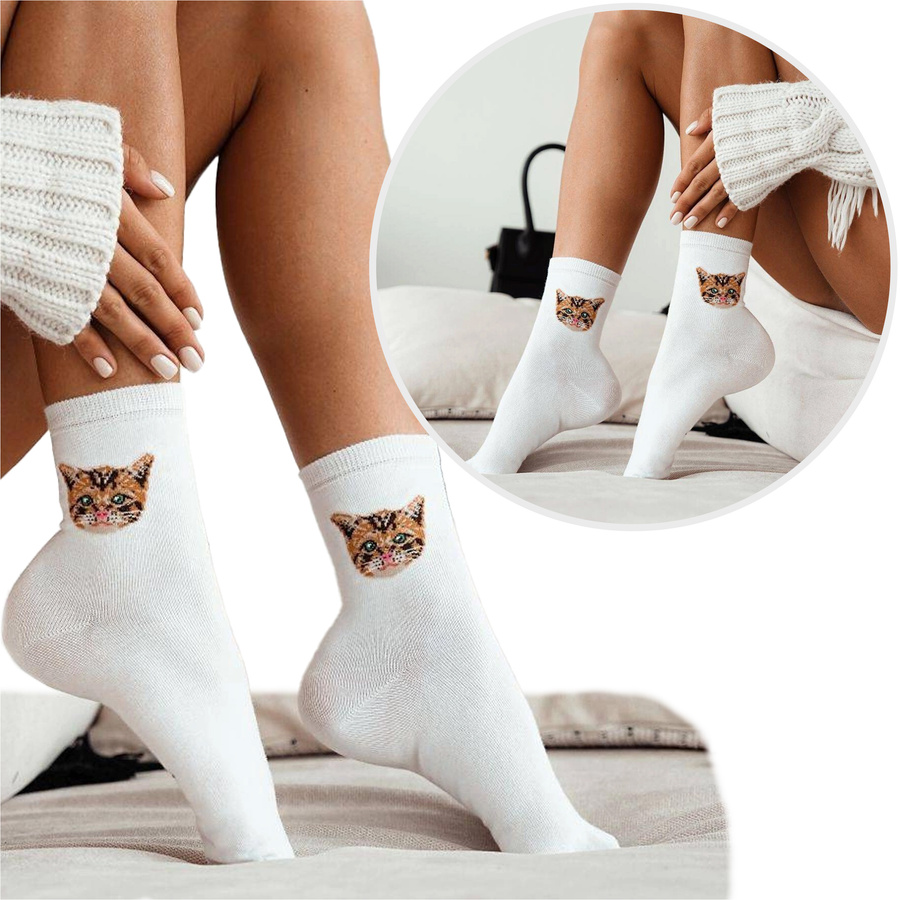 Damen-Katzenkopf-Socken, Farbe Schwarz, Größe 37-41