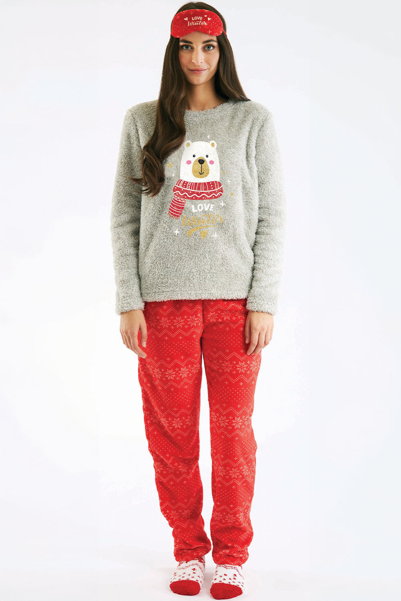Set de pijama din fleece bunad gri