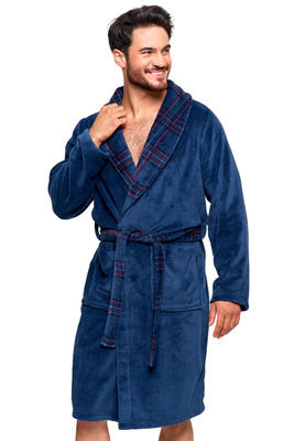 Blue Men's Elegance Cotton Bathrobe