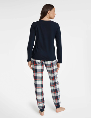 Henderson Damen Pyjama Goldy – Weihnachtskollektion, 100% Baumwolle, Langarm, Lange Hose, Klassisches Design, Mehrfarbig, Gemütlich und Atmungsaktiv für Winterabende