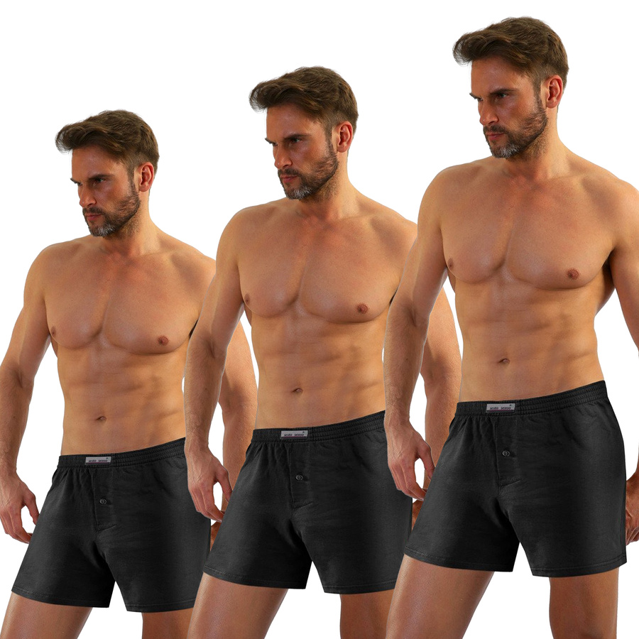 3-pack Klasyczne luźne bokserki męskie bawełniane PANTHER Sesto Senso