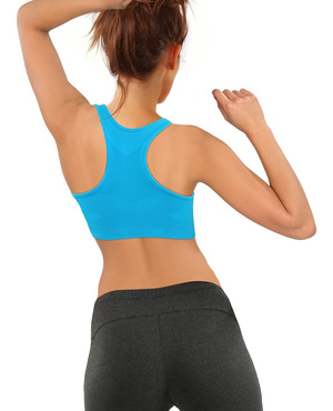 Sesto Senso Damen Seamless Sport-BH – Bequemer, Atmungsaktiver Top aus Poliamid, Elastisch, Thermoregulierend, Für Fitness und Crossfit, Blau, Neu