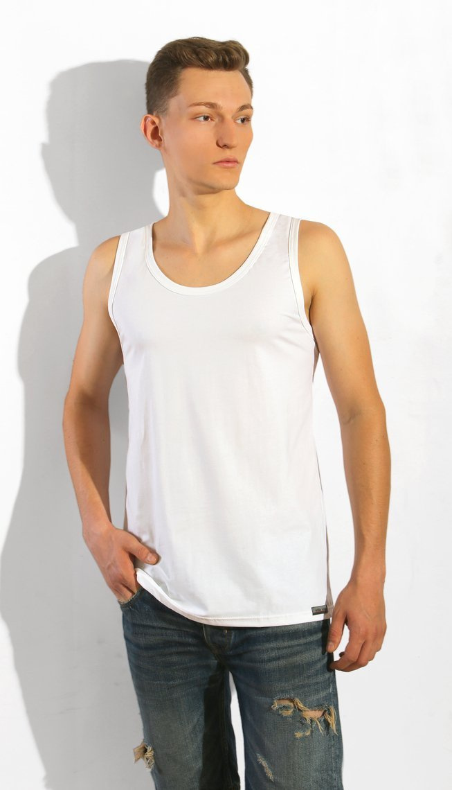 Sesto Senso Herren Tanktop ANACONDA – Bequeme Baumwolle mit Elastan, Flache Nähte, Ideal als Unterhemd oder für warme Tage, Weiß, Ohne Ärmel, Stilvoll und Langlebig, Perfekt als Geschenk, Made in Poland