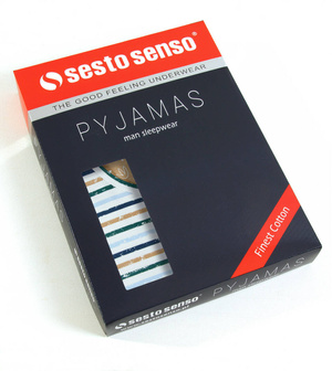 Sesto Senso Herren Schlafanzug Set – Kurzarm T-Shirt & Shorts, 100% Baumwolle, Komfortabel & Stilvoll, Karomuster, Ideal für Sommernächte, Blau, Hergestellt in der EU