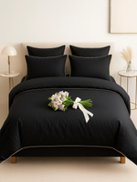 Bettwäsche Satin Queen Schwarz