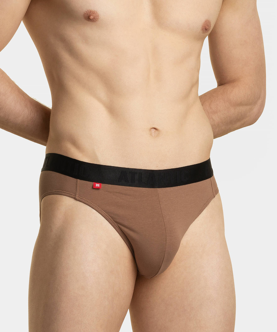 Atlantic Herren Sport Slips – Komfortable Unterwäsche aus Pima Baumwolle & Modal, Anatomic Fit, Premium Kollektion JZ23, Braun/Schwarz/Beige, 4er Pack