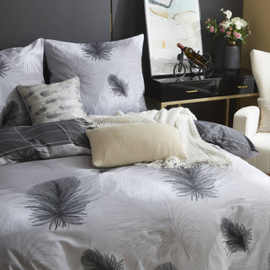 Bettwäsche Y017 Grau mit Federmuster