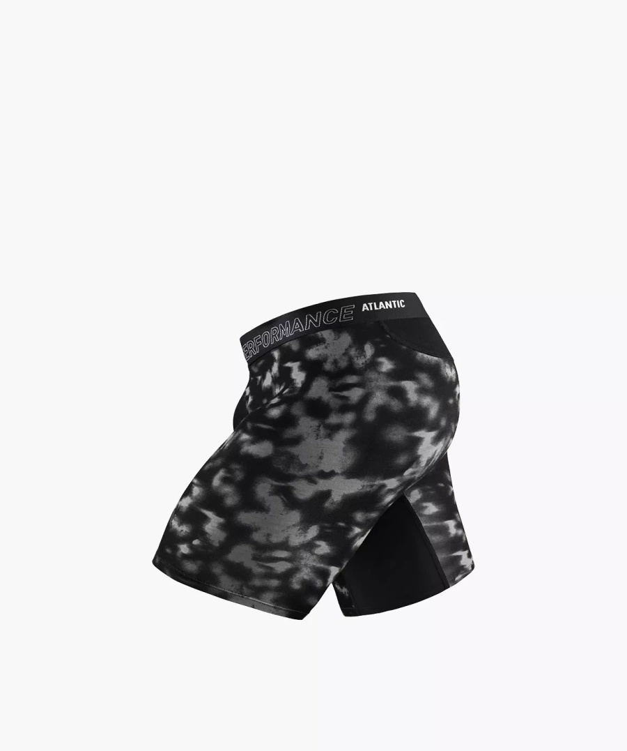 Atlantic Herren Bambus Boxershorts – Lange Performance Unterwäsche, Atmungsaktiv, Antiallergisch, Ideal für Sport, Thermoregulierend, Print Design, Schwarz, Kollektion Herbst/Winter 2025