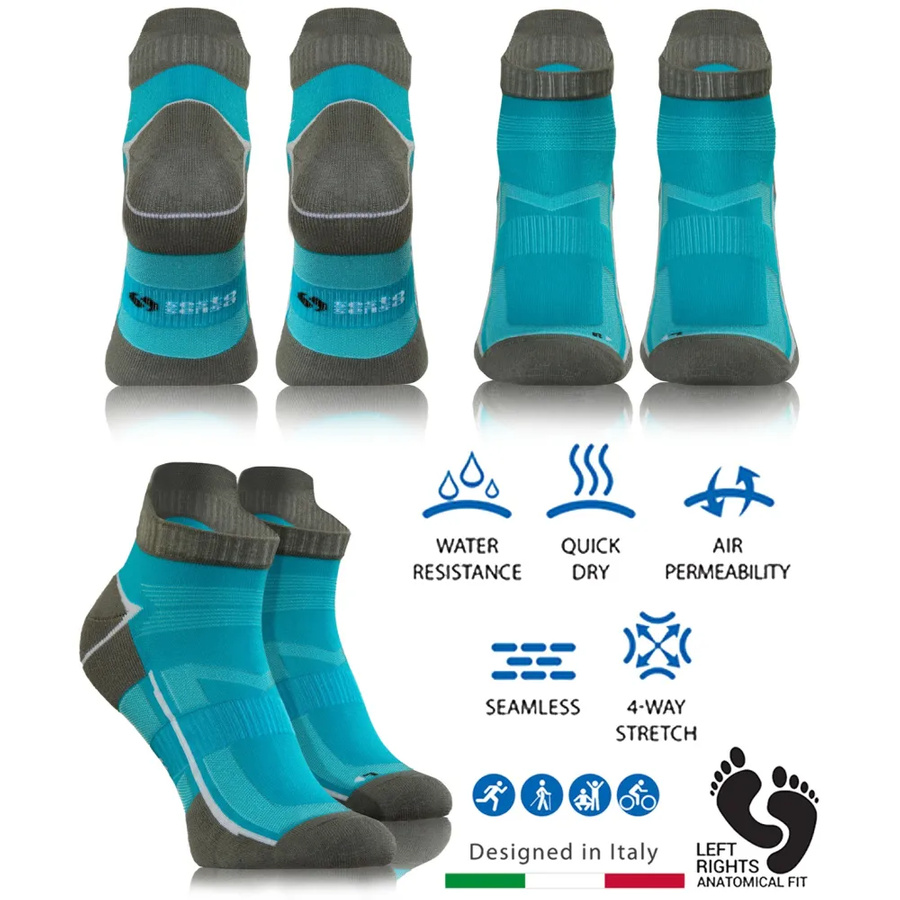 Sesto Senso Herren Sport Socken SKB07 – Atmungsaktiv, Nahtlos, Poliamid, Thermoregulation, Ideal für Sport, Nicht einschnürend, Blau, Einzeln erhältlich