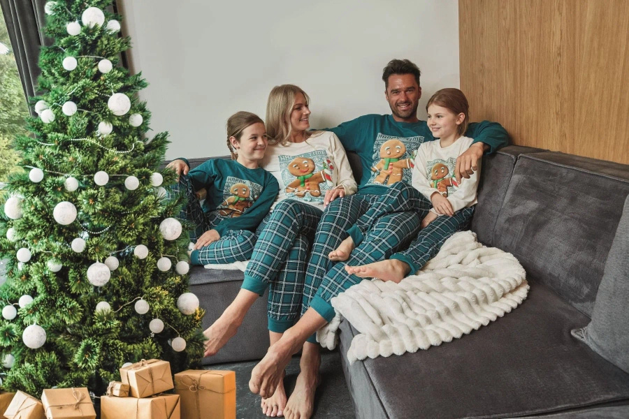 Damen Pyjama Serie 671 Kariert Grün