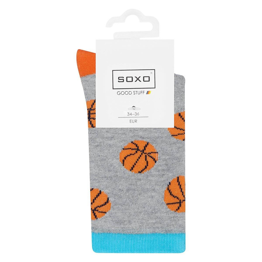 Graue SOXO GOOD STUFF Basketball-Socken für Kinder 