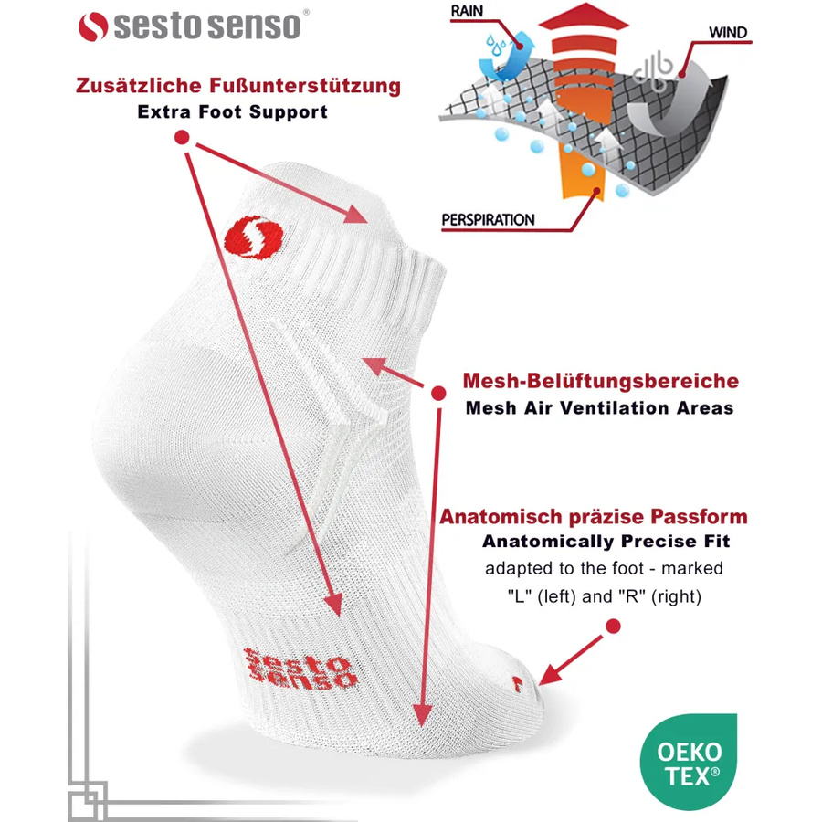 Sesto Senso Herren Sport Socken SKB08 – Atmungsaktiv, Nahtlos, Poliamid, Für Laufen & Fitness, Vielseitig, 4er Set, Mehrfarbig, Komfort & Unterstützung