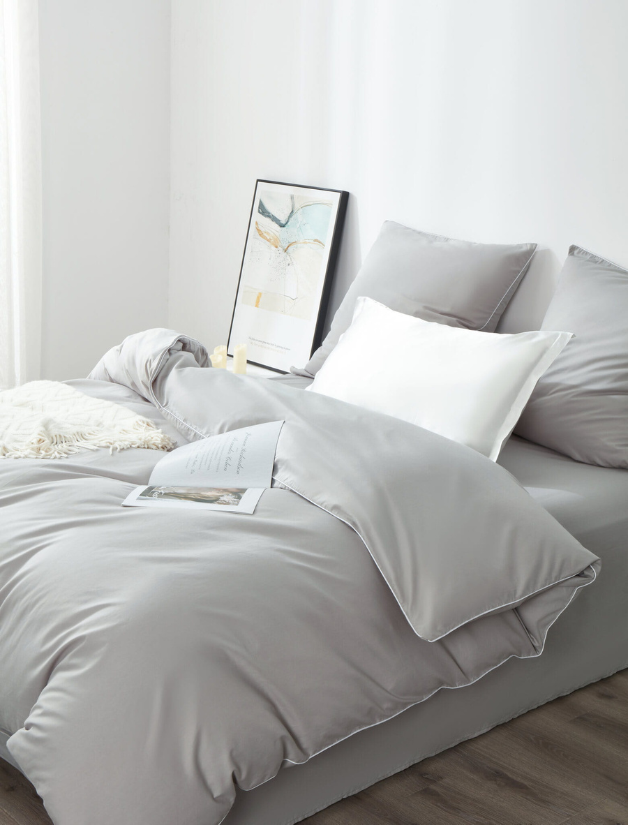 Bettwäsche Satin Queen Premium Grau