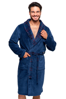 Blue Men's Elegance Cotton Bathrobe
