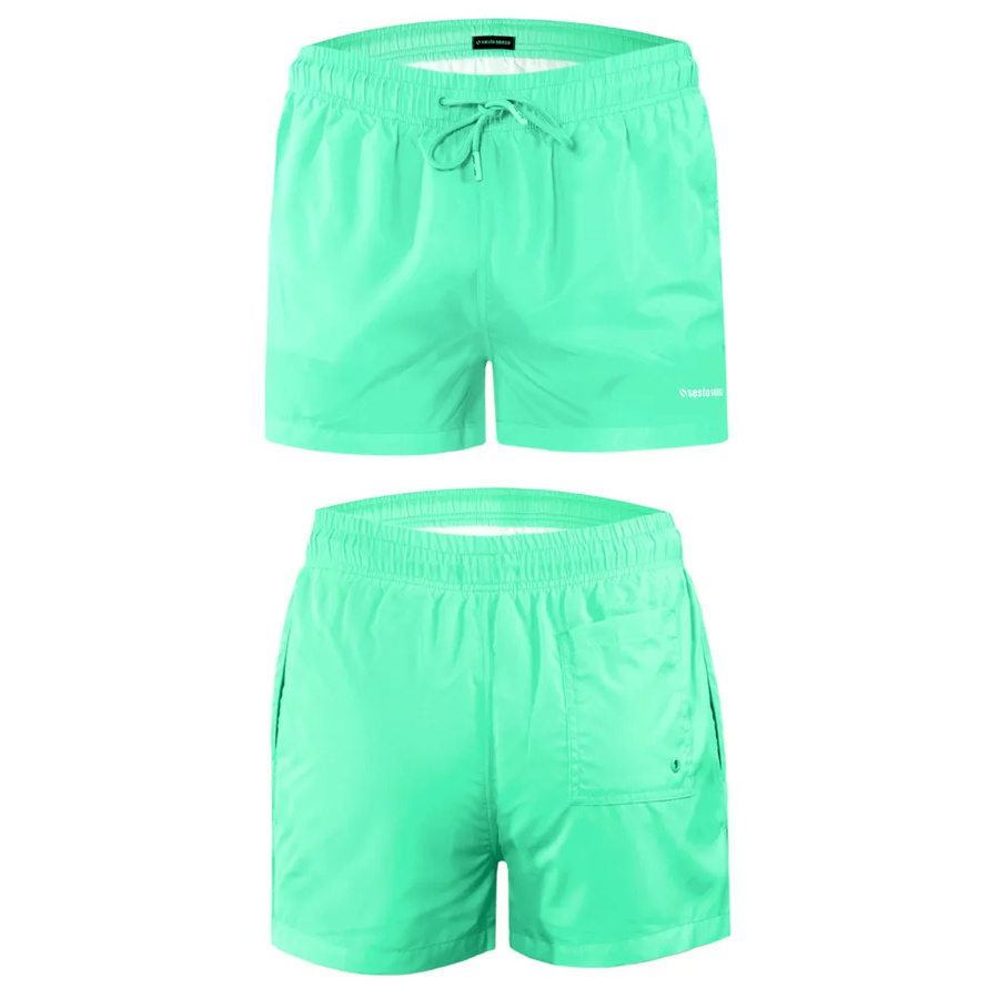 Sesto Senso Herren Badeshorts SZ2406 – Schnelltrocknend, Mit Taschen, Elastischer Bund, 100% Polyester, Ideal für Strand und Pool, Farbe: Mintgrün/Grün, Frühling/Sommer Kollektion