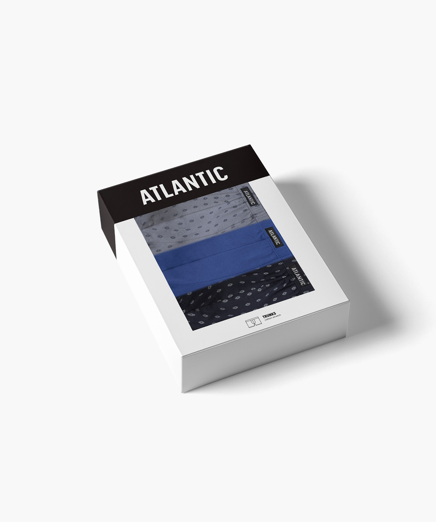 Herren-Boxershorts 3MH-195 Grau/Marine/Blau