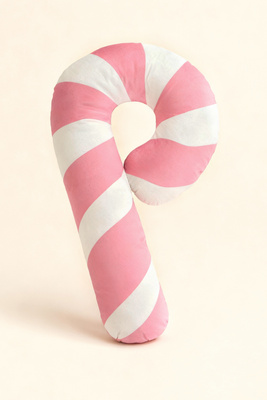 Dekokissen Zuckerstange Rosa-Weiß