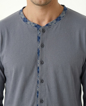 Schlafanzug Herren Grau Knopfverschluss