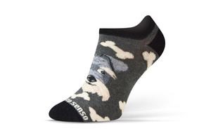 Sesto Senso Skarpetki Finest Cotton Stopki – Bequeme Baumwollsocken für Damen und Herren, Atmungsaktiv, Langlebig, Vielseitig, Grau mit Piesek Muster, Ideal für Alltag und Sport, Multicolor