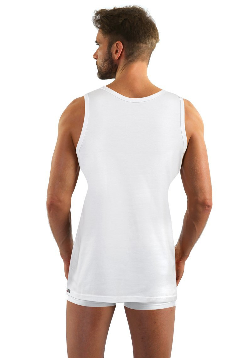 Sesto Senso Herren Tanktop ANACONDA – Bequeme Baumwolle mit Elastan, Flache Nähte, Ideal als Unterhemd oder für warme Tage, Weiß, Ohne Ärmel, Stilvoll und Langlebig, Perfekt als Geschenk, Made in Poland