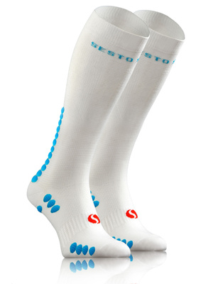 Sesto Senso Herren Kompressions-Kniestrümpfe SKB12 – Sportliche Poliamid Socken, Feuchtigkeitsableitend, Langlebig, Für Läufer und Sportler, Weiß, Nicht einengend