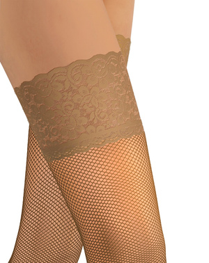 Sesto Senso Damen Pończochy Samonośne Kabaretki Brio – Stilvolle Netzstrümpfe mit Silikonstreifen, Komfort und Elastizität, 88% Polyamid, 12% Elastan, Farbe: Caffe (Braun)