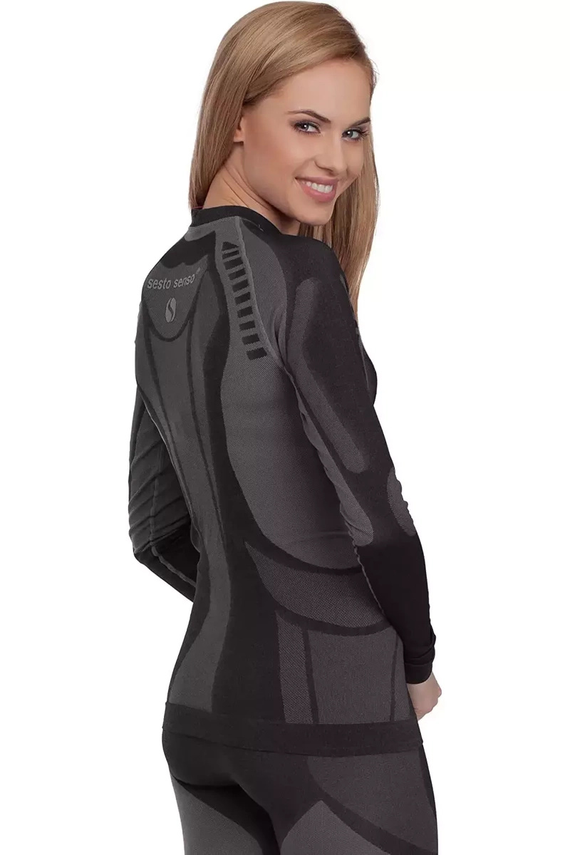Sesto Senso Damen Thermo Langarmshirt – Antiallergisch, Atmungsaktiv, Nahtlos, Poliamid, Sportbekleidung für Winteraktivitäten, Grau