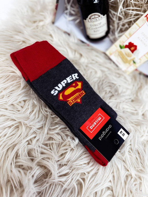 Socken Serie Opa und Oma Dunkelmelange 2, rot, grau, schwarz