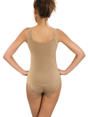 Chiloți Femeie Rib cu Dantelă Bej
