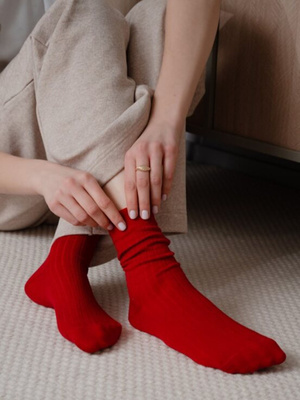 Șosete din lână merino fără compresie roșu murdar