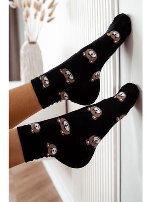 Damen-Teddybär-Kopfsocken, Farbe Beige, Größe 37-41