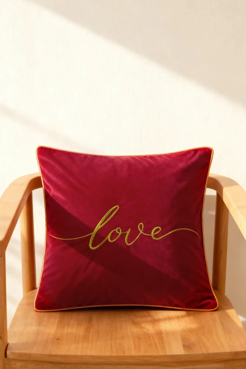 S KOPFKISSENBEZUG 45*45 LIEBE ROT