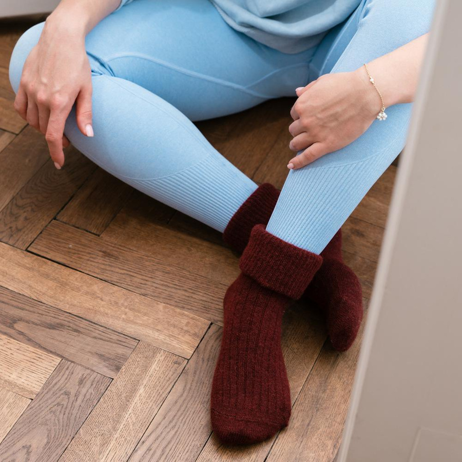 Skarpetki 50% z wełny alpaki art. 044 PR007 jasno różowe