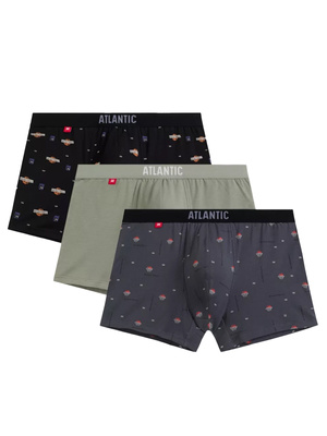 Herren-Boxershorts 3MH-211 Grau/Grün/Schwarz