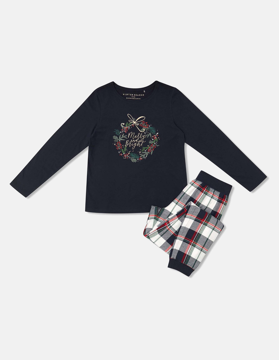 Henderson Damen Pyjama Goldy – Weihnachtskollektion, 100% Baumwolle, Langarm, Lange Hose, Klassisches Design, Mehrfarbig, Gemütlich und Atmungsaktiv für Winterabende