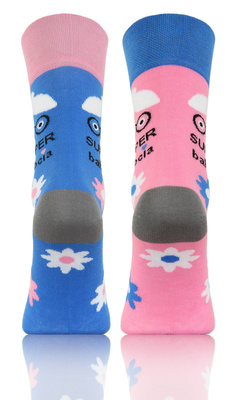 Socken Serie Super Babcia Blau, Rosa