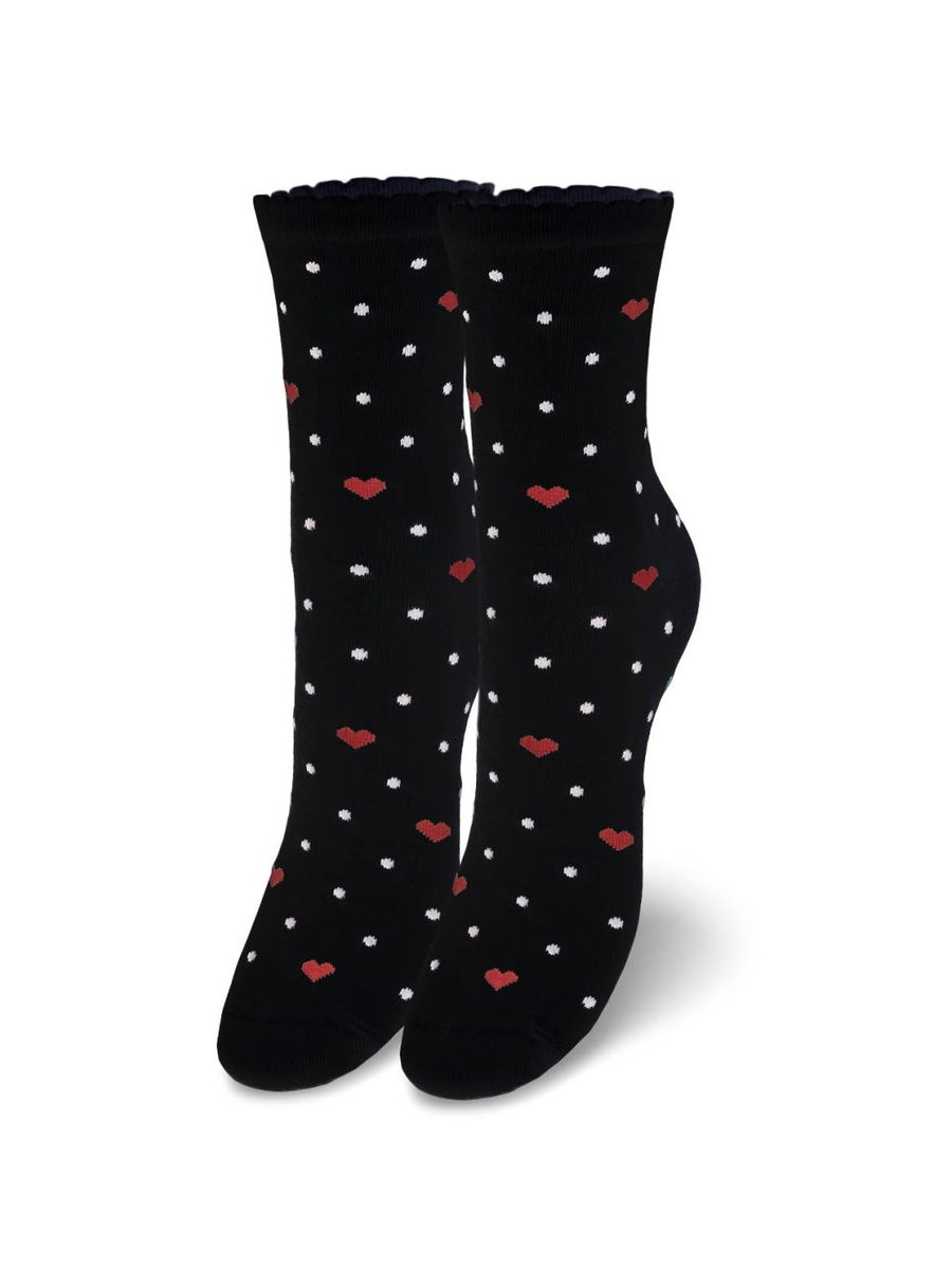 Damensocken Herzen und Punkte