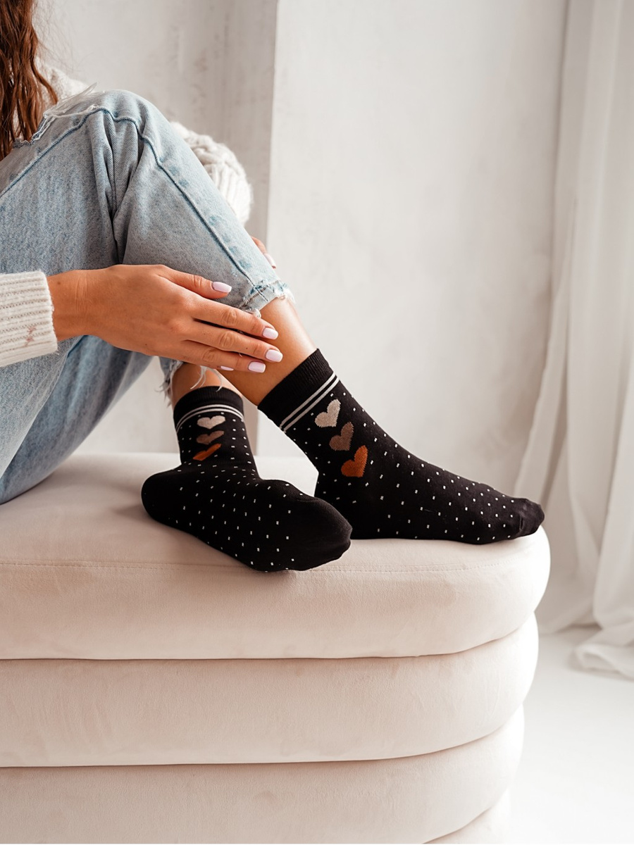 Damensocken Hearts, Farbe Schwarz, Größe 37-41