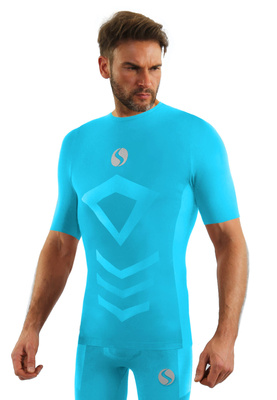 Kurzarmshirt Herren Thermo Active Blau/Türkis