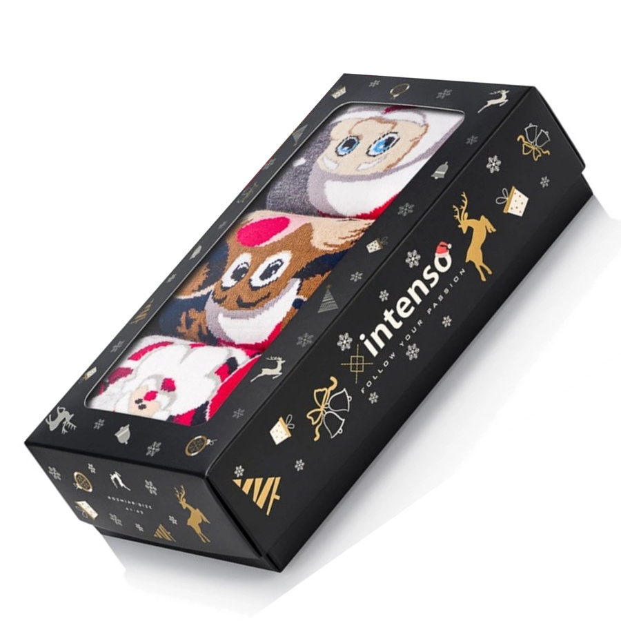 Pudełko ŚWIĄTECZNYCH Kolorowych skarpet na prezent